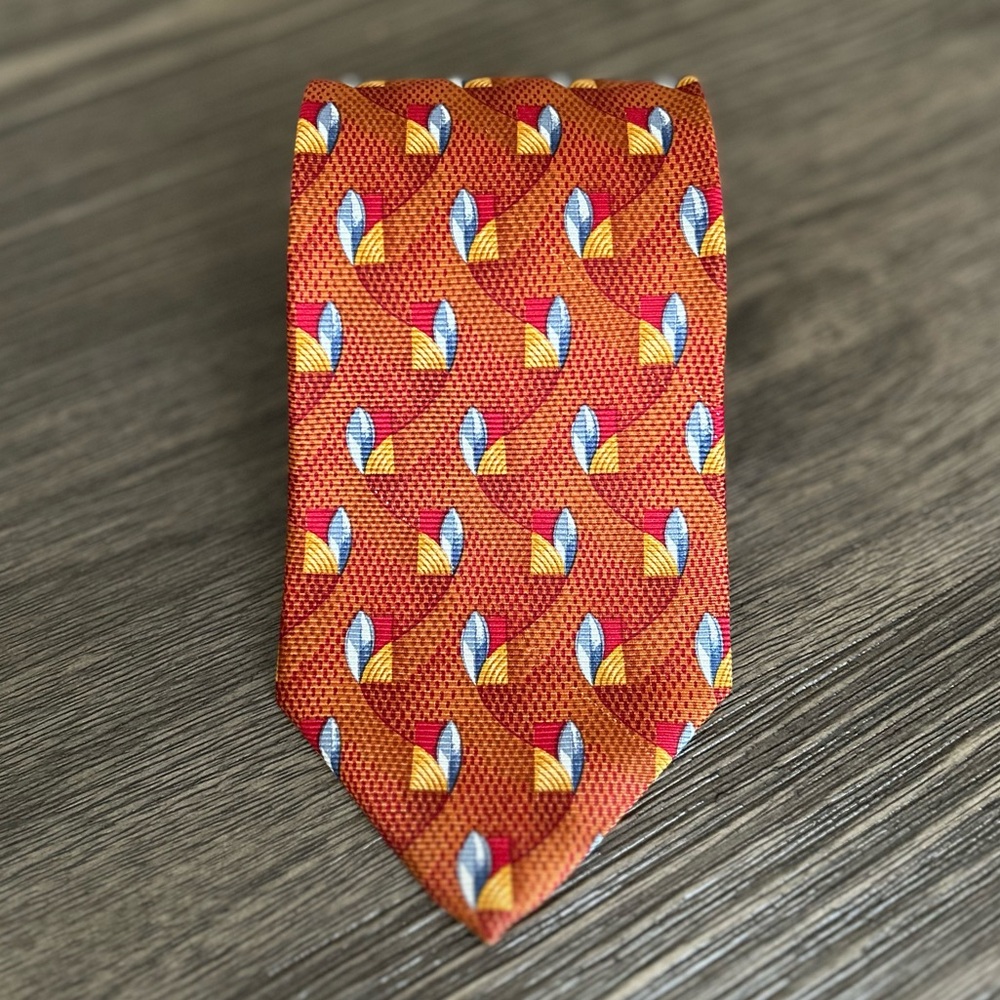 Ermenegildo Zegna Geometric Abstract Orange Tie!